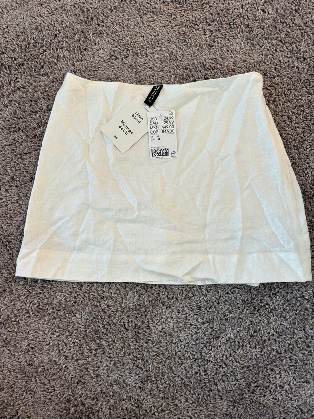H&M Cream Linen Mini Skirt